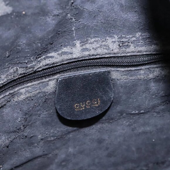 GUCCI Bamboo Shoulder Bag Leather 2way Black Gold - Picture 11 of 16